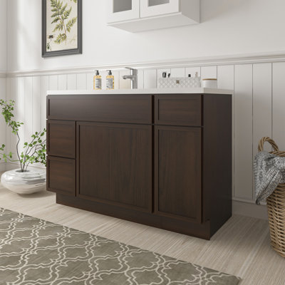 R&M Furniture 48" Freestanding Bathroom Vanity & 3 Soft-Close Cabinet Doors(Only Vanity, Without ...